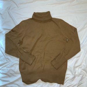 Knit yellow turtleneck sweater